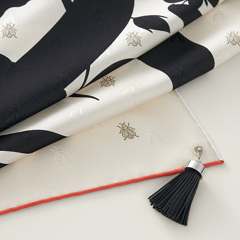 Bouquet Final leather tassel scarf 90 - Black | Hermès Macau SAR Bouquet Final leather tassel scarf 90 - Black | Hermès Macau SAR